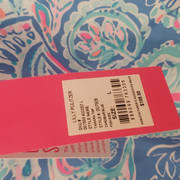 NWT Lilly Pulitzer Tamara Top Size Large Fish Kiss - Picture 3 of 4